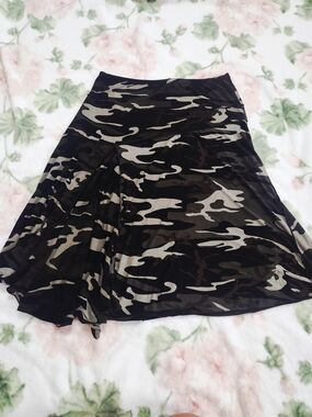 Susan Lawrence Camouflage Midi Skirt